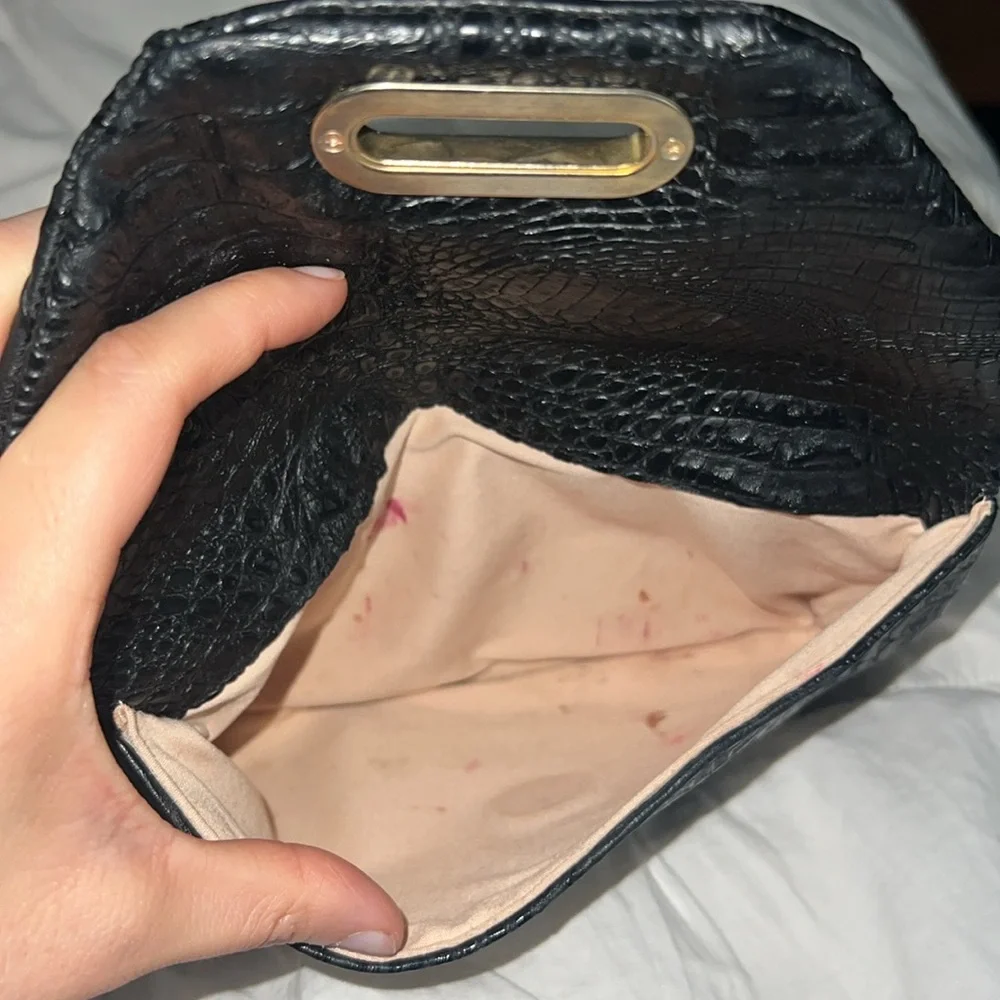 Jimmy Choo Embossed Leather Clutch in Black and Gold